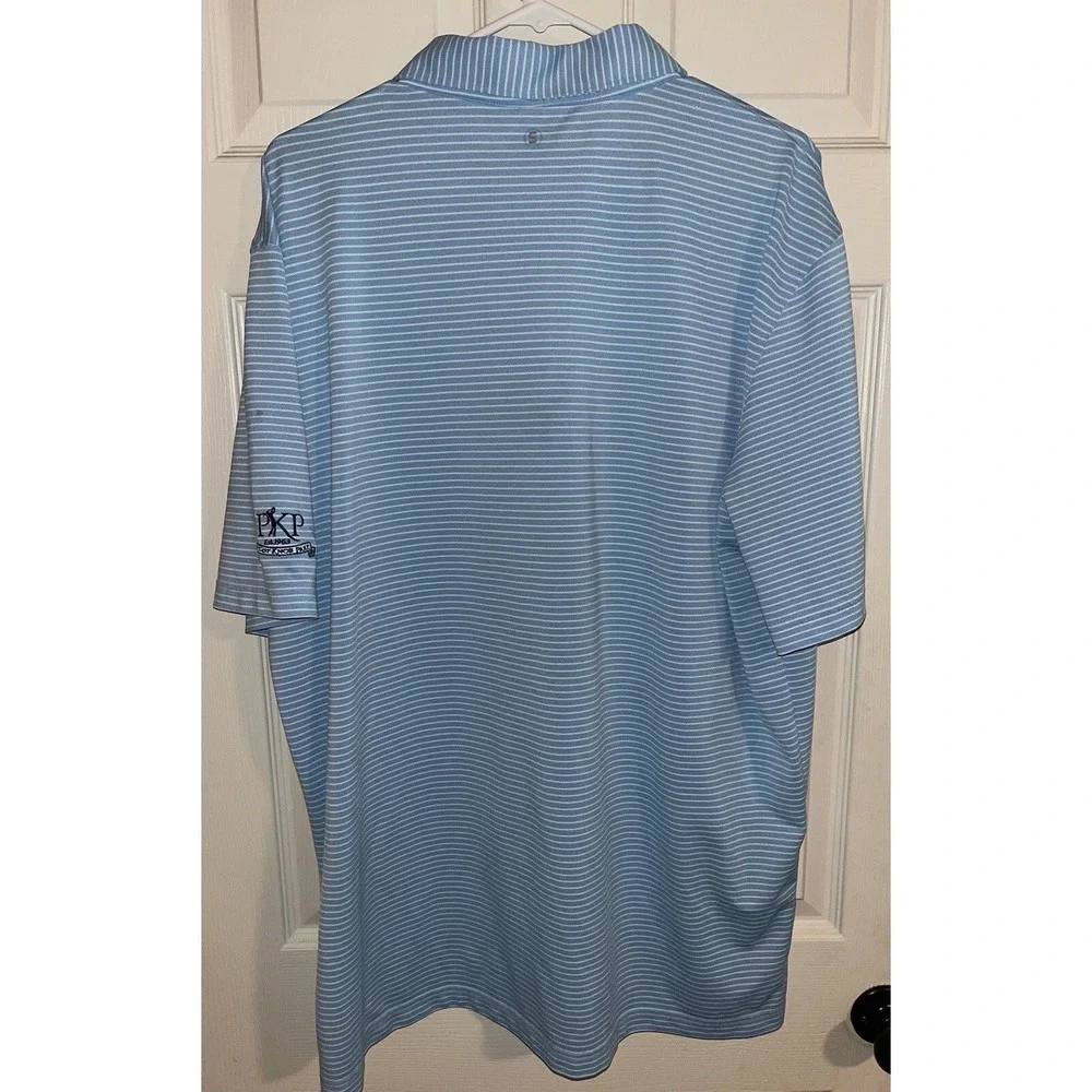 Stitch Polo Shirt Mens Large Blue Stripe Stretch Golf Preppy Adult‎ Logo